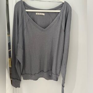 Grey free people waffle knit sweater